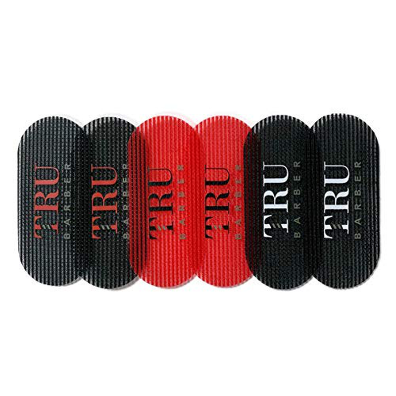 TRU BARBER HAIR GRIPPERS 3 COLORS BUNDLE PACK 6 PCS for Men and Women - Salon and Barber, Hair Clips for Styling, Hair holder Grips (Black/Red/Black)