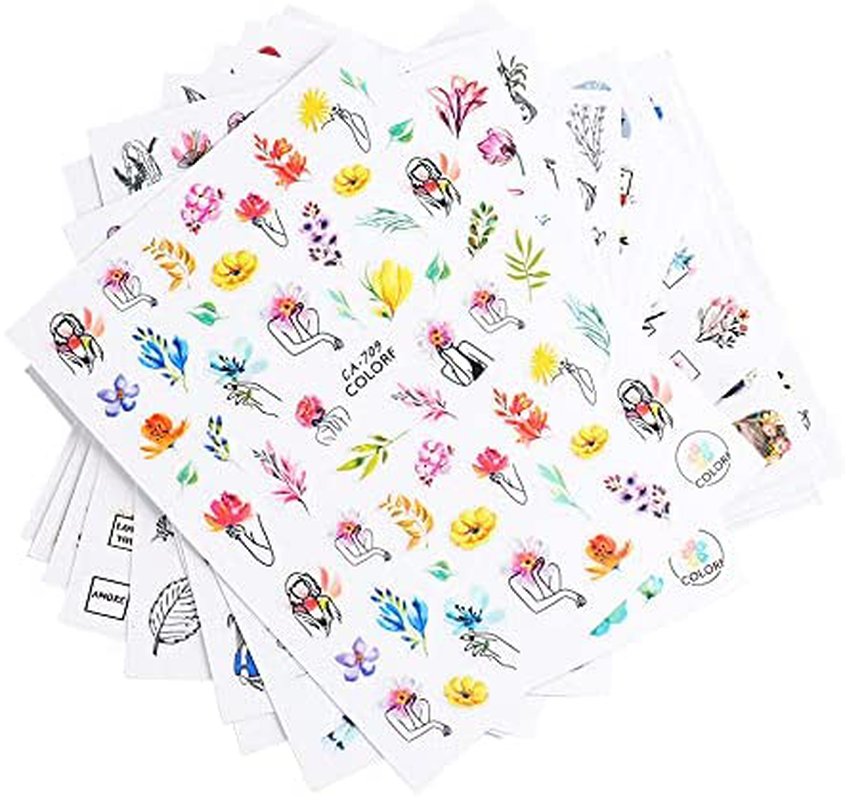 Flowers Nail Decals for Women Fingernail Decorations Nail Art Accessories 17 Sheets Nail Stickers with Assorted Patterns Self Adhesive Blossom Flower Butterfly Stickers Set Manicure Charms Tip Decor