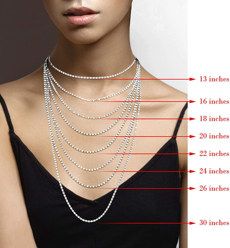 Miabella 925 Sterling Silver Italian Sparkle Mirror Link Chain Necklace for Women Teen Girls 16", 18", 20", 22", 24”, 26" & 30" Inch