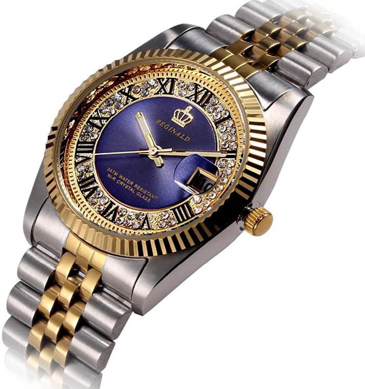 Unisex Rhinestone & Stainless Steel Luminous Watches
