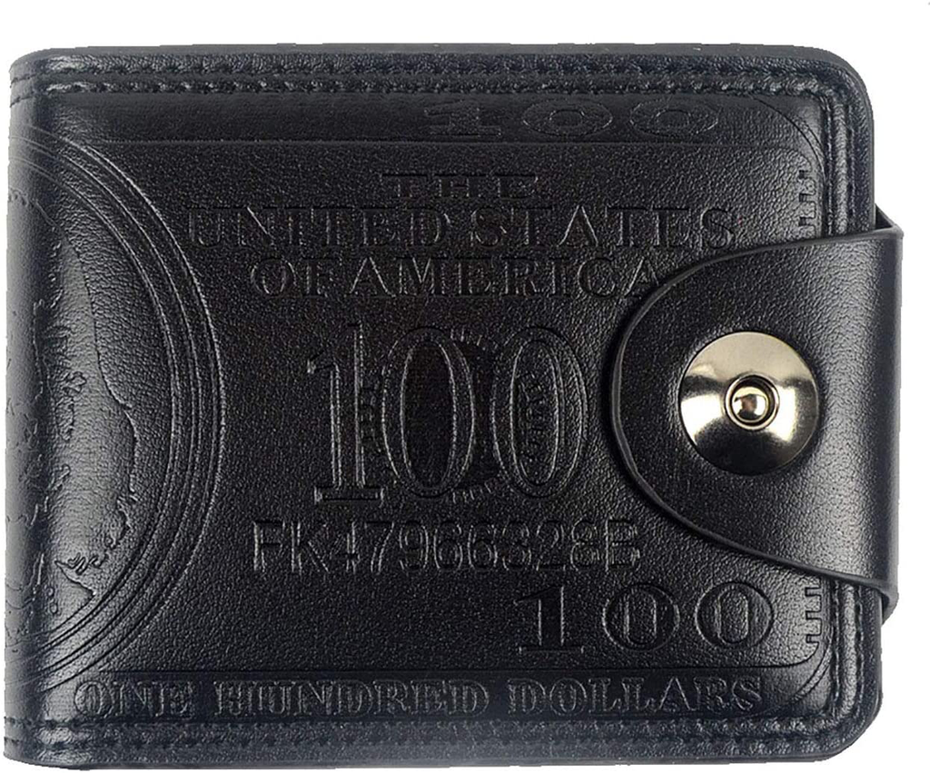 POPUCT New Men's US Dollar Bill Money Bifold Wallet(Black-Small)
