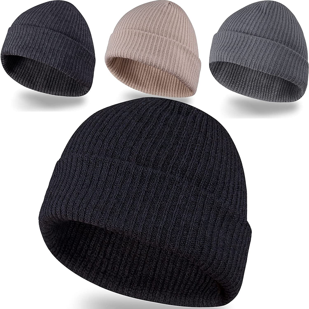 4 Pack Beanies Winter Hats Warm Knitted Caps for Men & Women & Big Kids (Autumn Winter Gift for Family)
