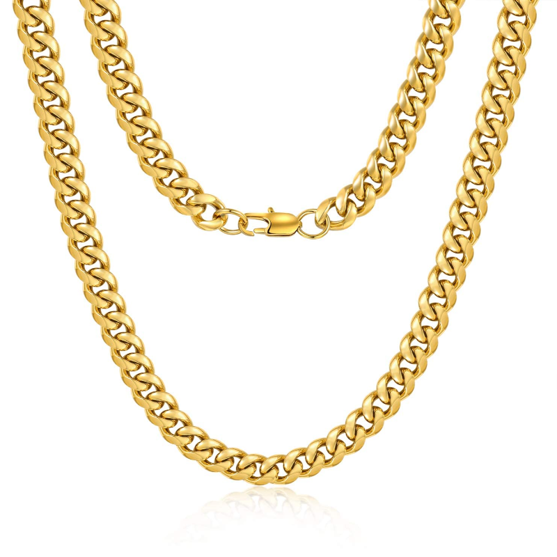 Men's Diamond Cut Necklace Chain 316L Stainless Steel/18K Gold Plated, 4/6/10Mm, 18/20/22/24/26/30 Inch