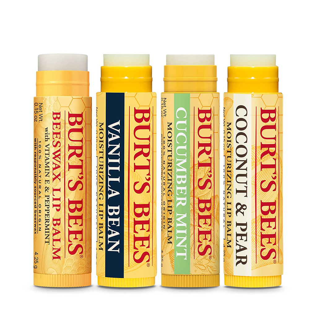 Burt’S Bees Holiday Gift, 5 Lip Care Stocking Stuffer Products, Lip Surprise Set - Overnight Intensive Lip Treatment, Rose Tinted Lip Balm, Fig Lip Shimmer, Pomegranate Lip Balm, Beeswax Lip Balm