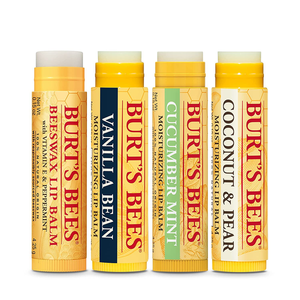 Burt's Bees Beeswax, Cucumber Mint, Coconut and Pear, and Vanilla Bean Lip  Balm Pack, With Responsibly Sourced Beeswax, Tint-Free, Natural Lip