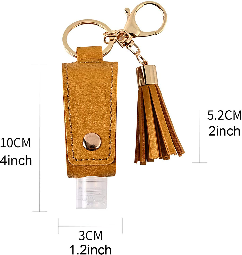 Portable Empty Travel Bottle Keychain Hand Sanitizer Bottle Holder 3 Pack 1Oz / 30Ml Small Squeeze Bottle Refillable Containers for Toiletry Shampoo Lotion Soap (Leopard Set)