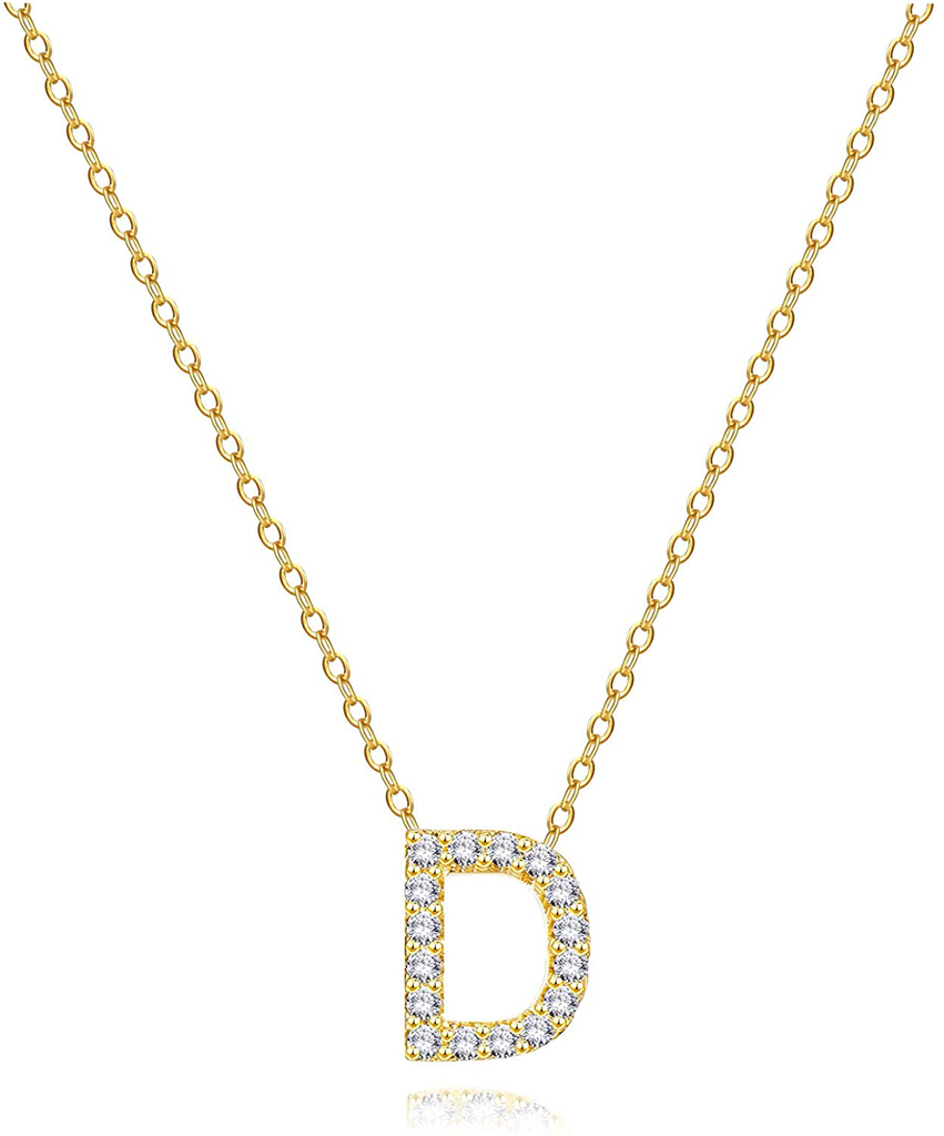 Graduation Gifts for Women Girls,925 Sterling Silver 18K Yellow Gold Plated Initial Chain Necklace | Letter Pendant Necklaces for Women Girls