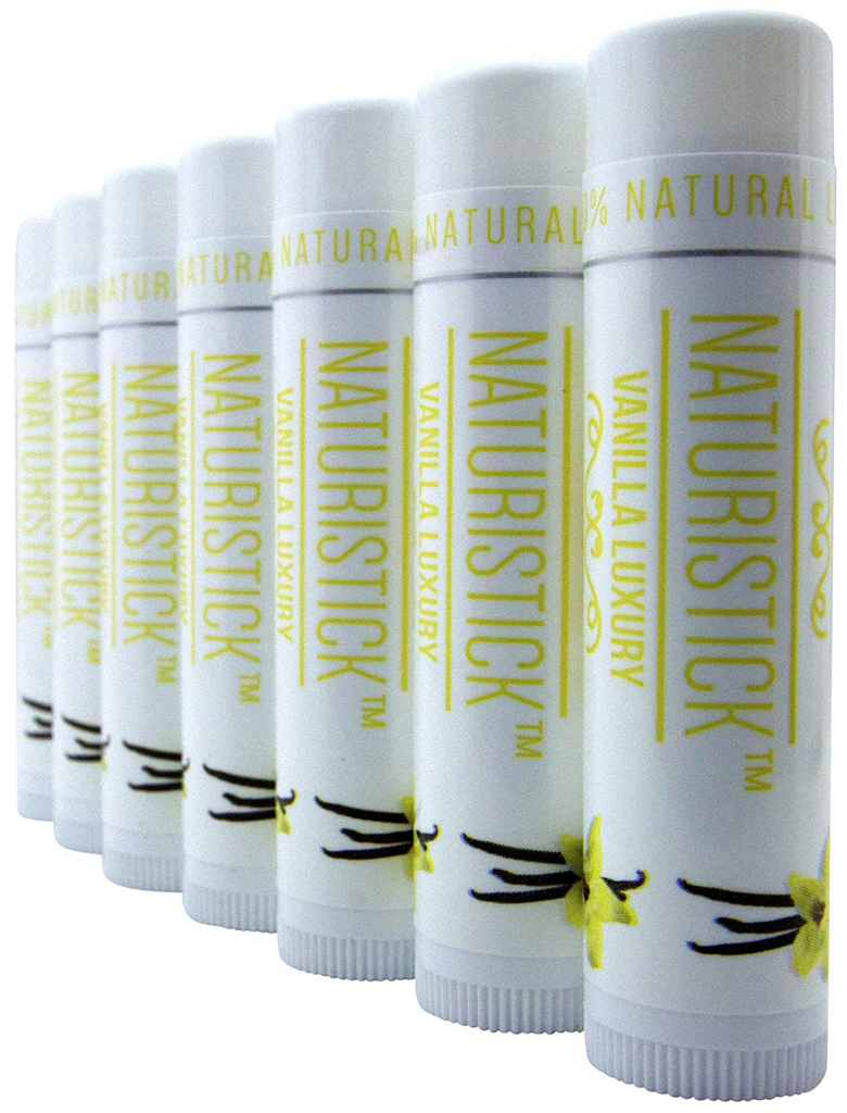 7-Pack Vanilla Lip Balm Gift Set by Naturistick. 100% Natural Ingredients. Best Beeswax Chapstick for Dry, Chapped Lips. Made in USA