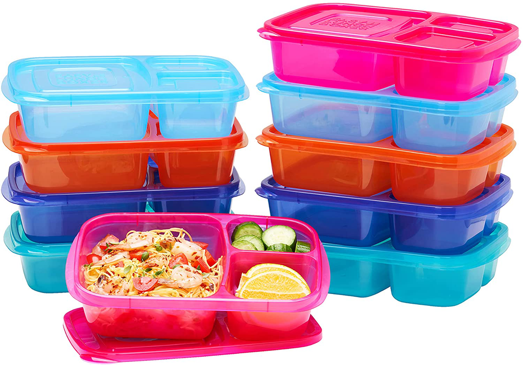 EasyLunchboxes - Bento Snack Boxes - Reusable 4-Compartment Food Containers  for School, Work and Travel, Set of