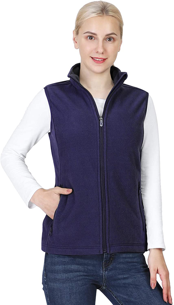 Outdoor Ventures Women's Polar Fleece Zip Vest Outerwear with Pockets,Warm Sleeveless Coat Vest for Fall & Winter