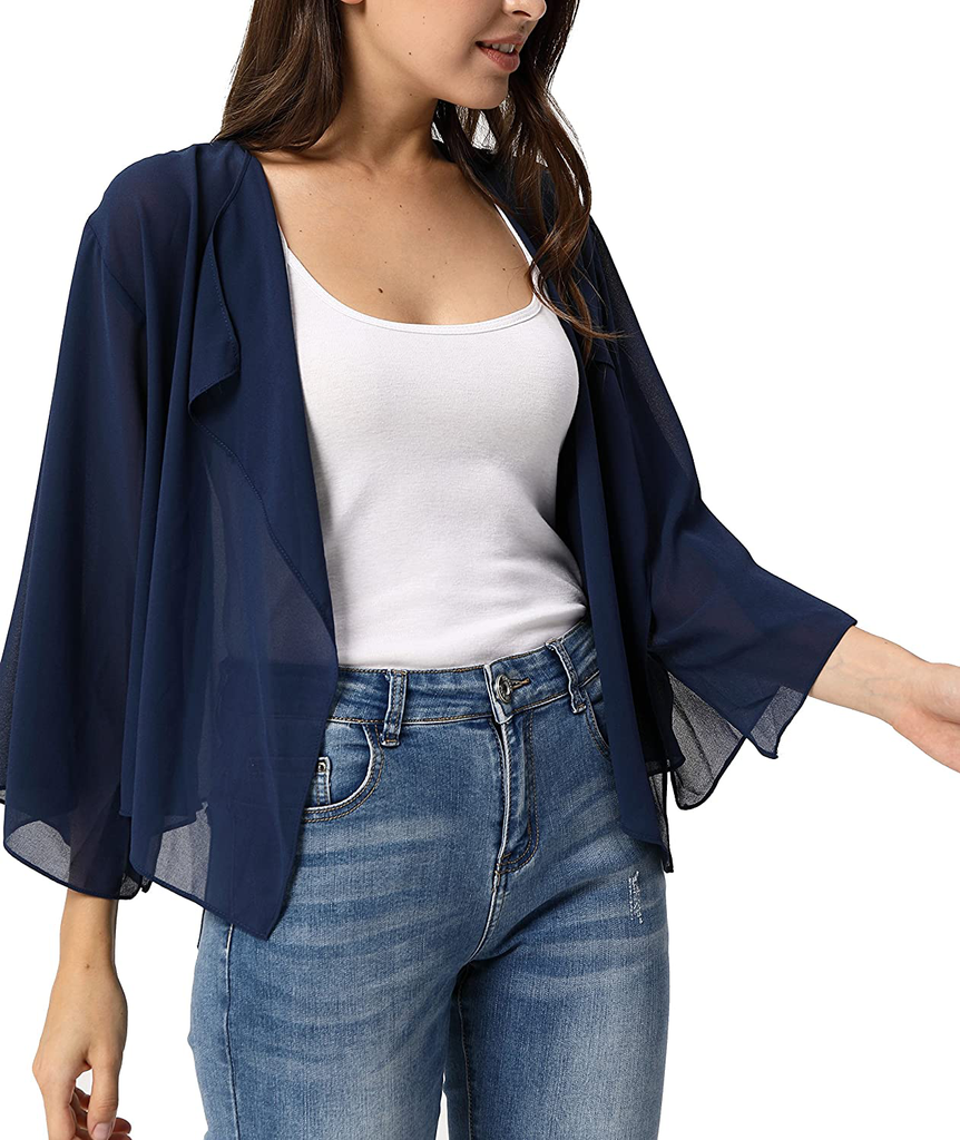 Kate Kasin Women Summer Cardigans Chiffon Loose Kimono Cardigan Capes Bolero Shrug