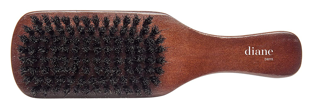 Diane Premium Boar Bristle Brush for Men – Double Sided, Medium and Firm Bristles for Thick Coarse Hair – Use for Smoothing, Wave Styles, Soft on Scalp, Club Handle, D8115