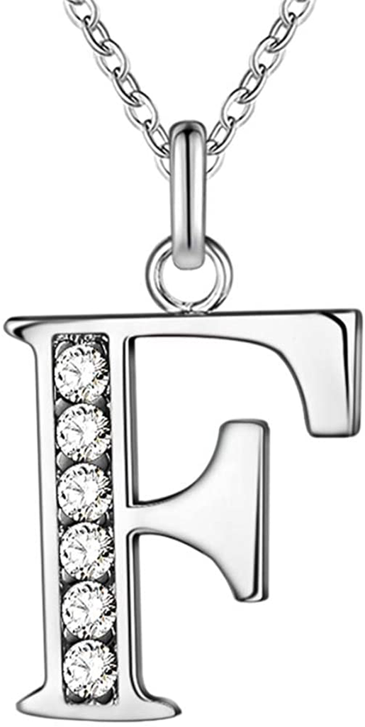Women's Sterling Silver Plated Simple 26 Letter Alphabet Personalized Charm Pendant Necklace