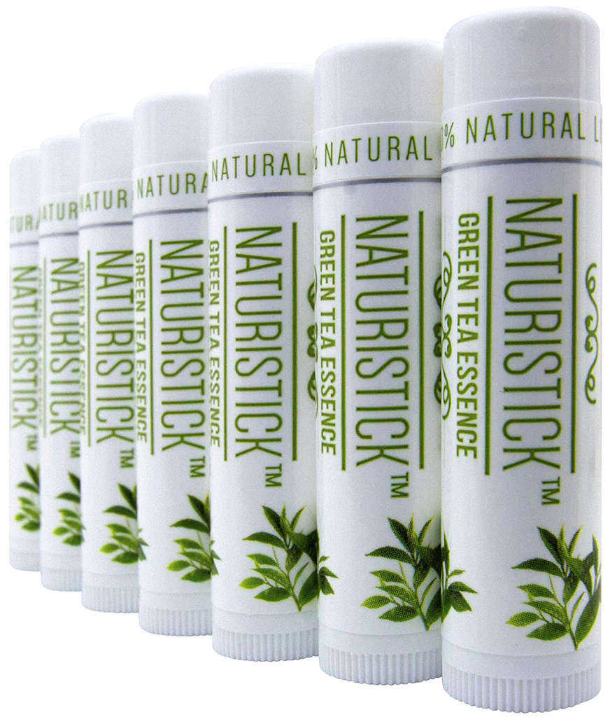 7-Pack Green Tea Lip Balm Gift Set by Naturistick. 100% Natural Ingredients. Best Beeswax Chapstick for Dry, Chapped Lips. Made in USA