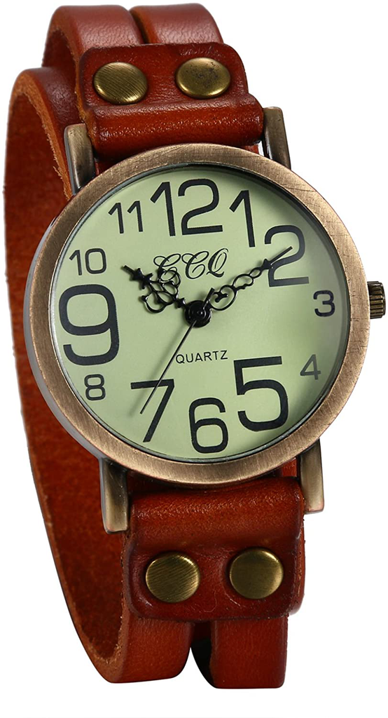 Jewelrywe Women Men Watches Retro Multilayer Leather Bracelet Wrist Watch Easy Read Quartz Watch