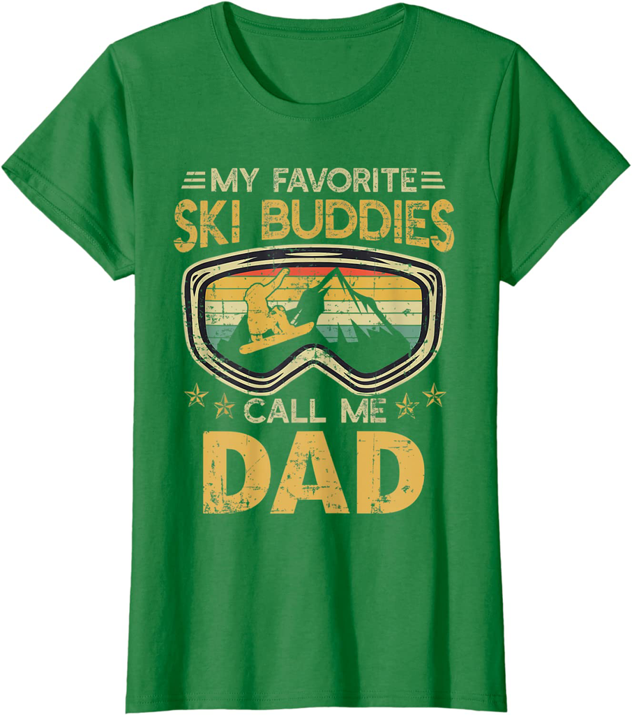 Mens Vintage My Favorite Ski Buddies Call Me Dad T-Shirt