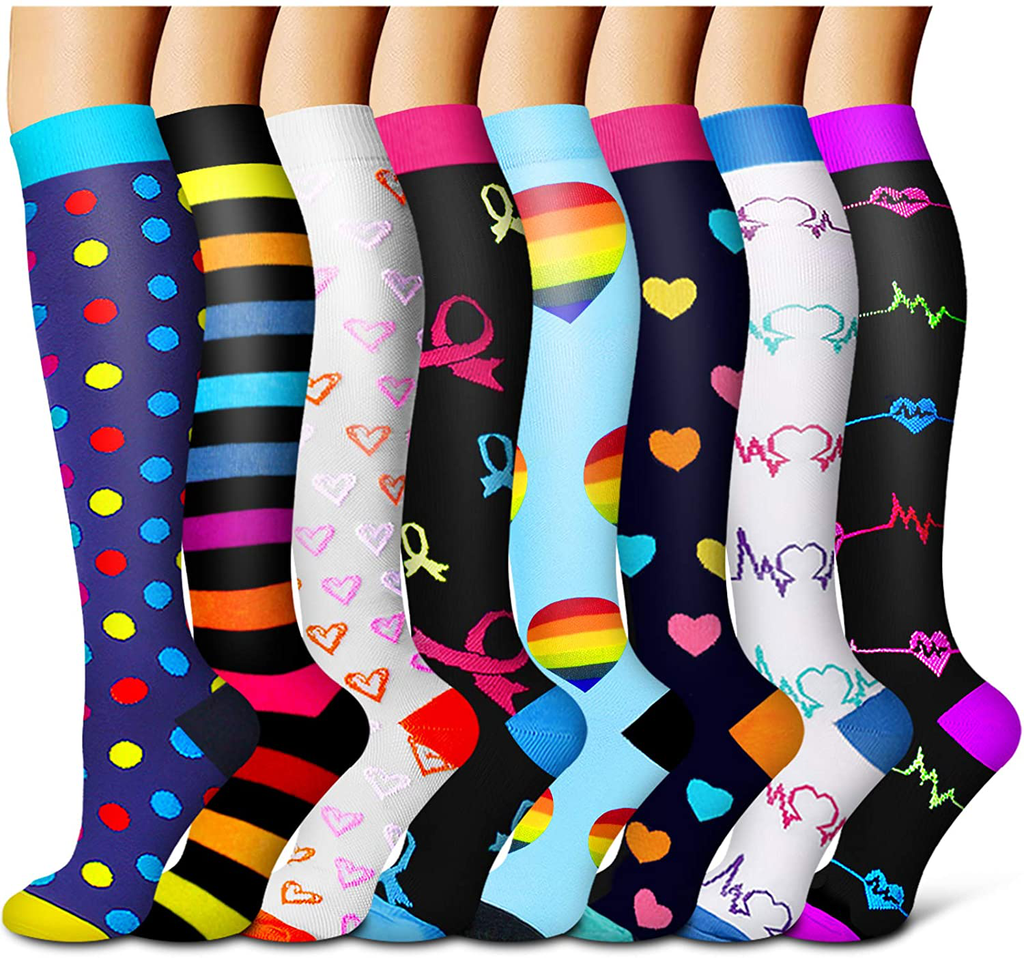 Compression Socks For Women and Men Circulation(8 Pairs)-Best support for Running,Sports,Pregnancy