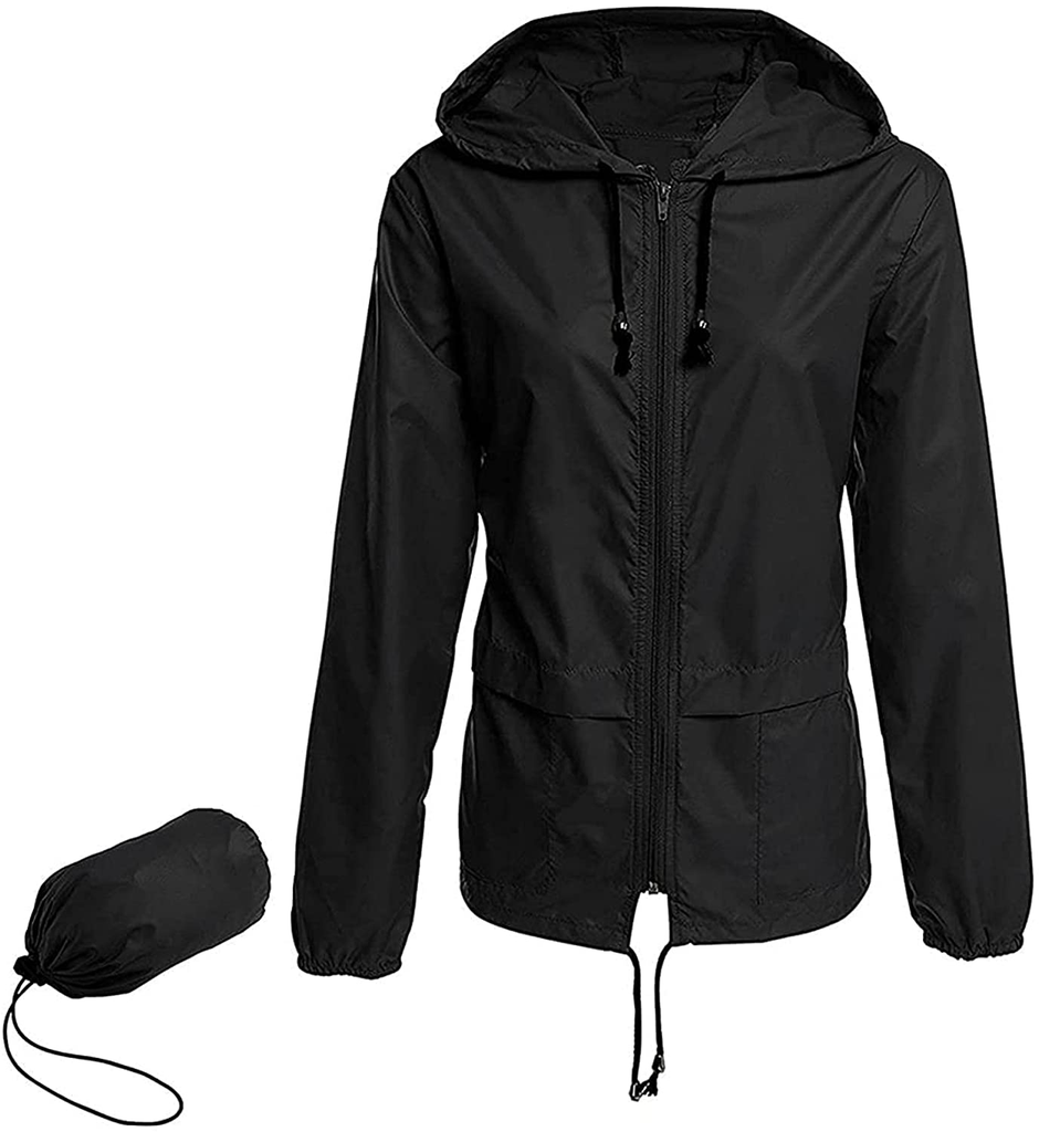 Century Star Plus Size Rain Jackets for Women Waterproof Windbreaker Lightweight Rain Coats with Hood Packable