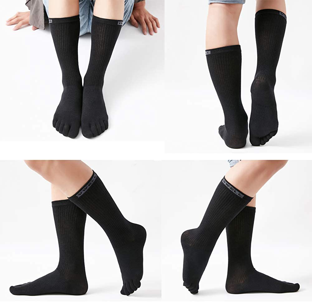 VWELL Toe Socks Cotton Athletic Running Five Finger Socks 3 Pairs,Size 7-11