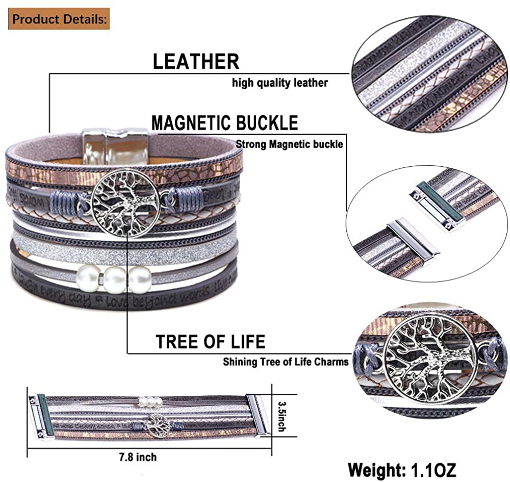 Inspirational Tree of Life Leather Bracelet