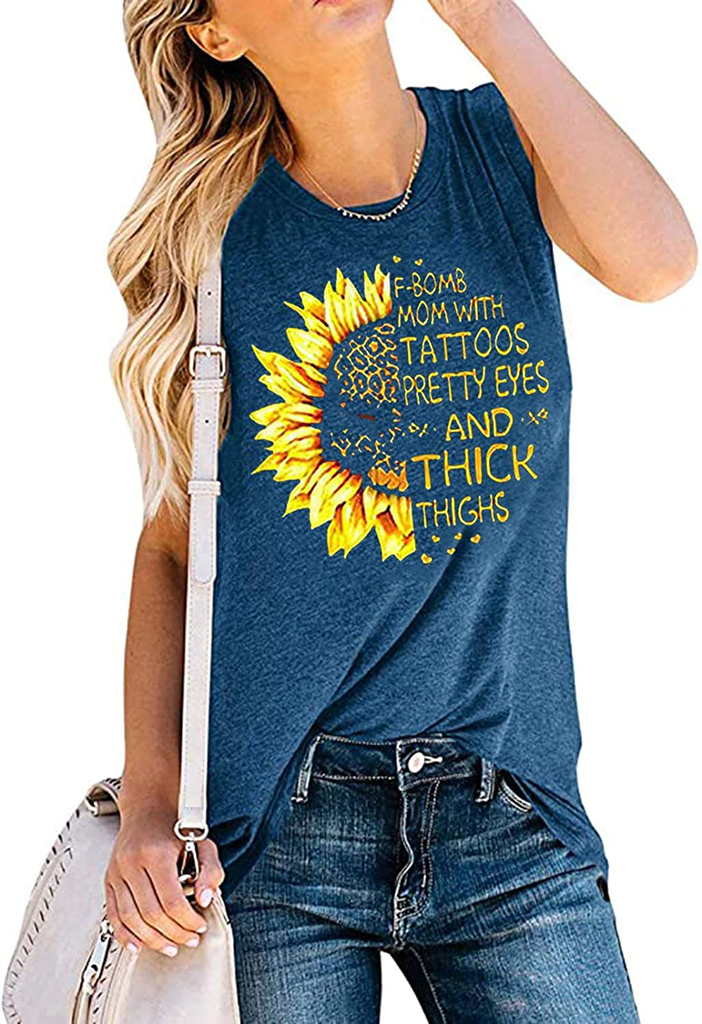Live by The Sun Love by The Moon Tank Tops Women Funny Sun Moon Graphic T-Shirt Casual Sleeveless Beach Shirt Tank