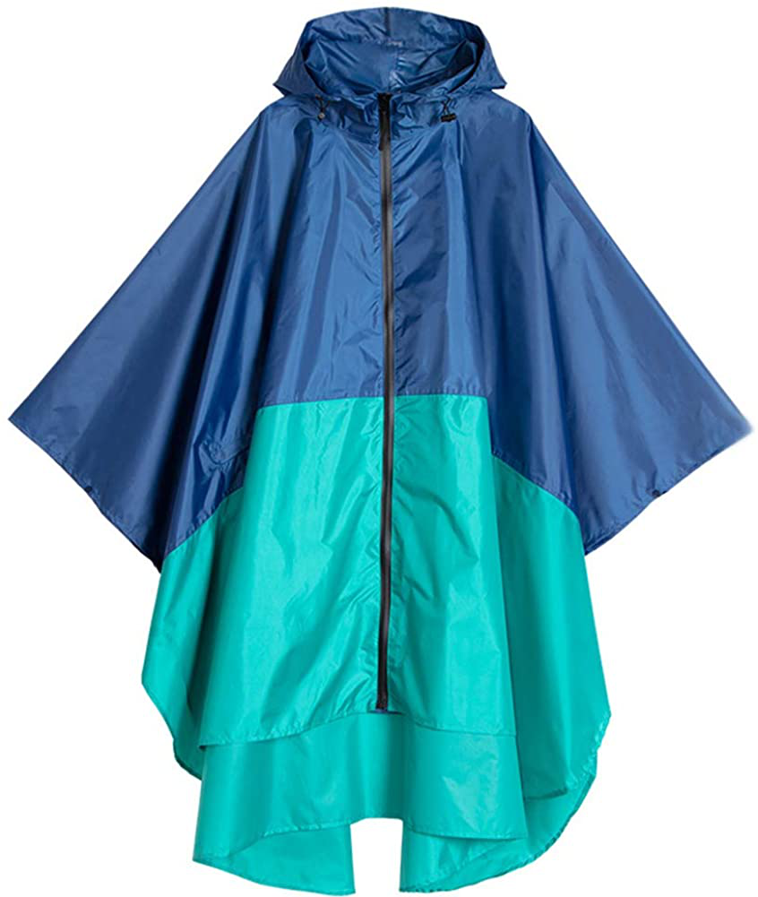 Spmor Rain Poncho Hooded Waterproof Raincoat Jacket for Adults with Zipper