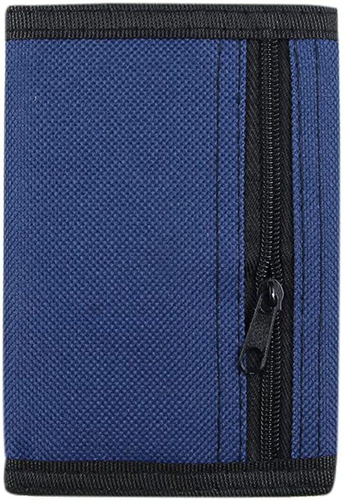 RFID Blocking Canvas Wallet for Men and Women - Camo Trifold Outdoor Sports Wallets with Magic Sticker for Teen Kids (Navy Blue)