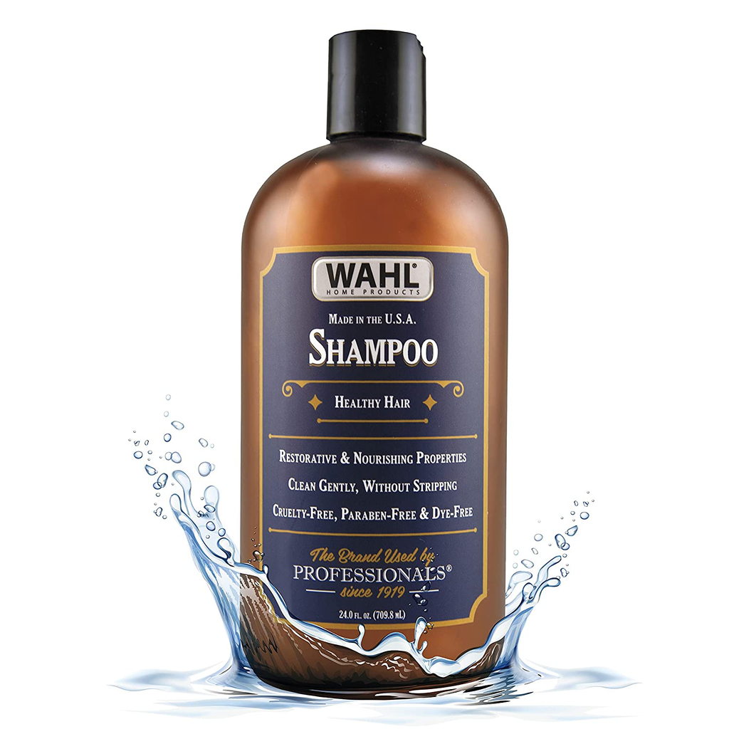 Wahl Shampoo with Essential Oils for Healthy Hair – Moisturizes, Restores, Cleans & Nourishes Hair with Manuka Oil, Meadowfoam Seed Oil, Clove Oil & Moringa Oil – 24 Oz