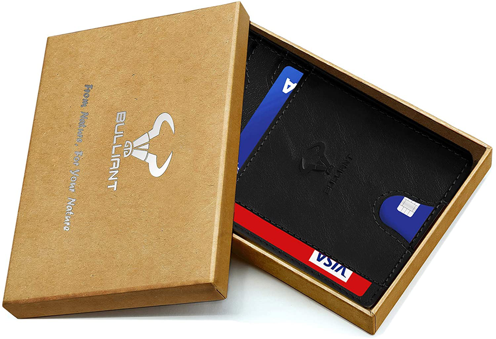Slim Wallet,BULLIANT Skinny Minimal Thin Front Pocket Wallet Card Holder For Men 7Cards 3.15"x4.5",Gift-Boxed
