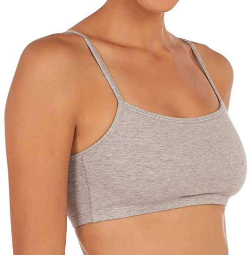 Fruit of the Loom Women's Spaghetti Strap Cotton Pullover Sports Bra Value  Pack 36 Black/White/White/Heather Grey 4-pack