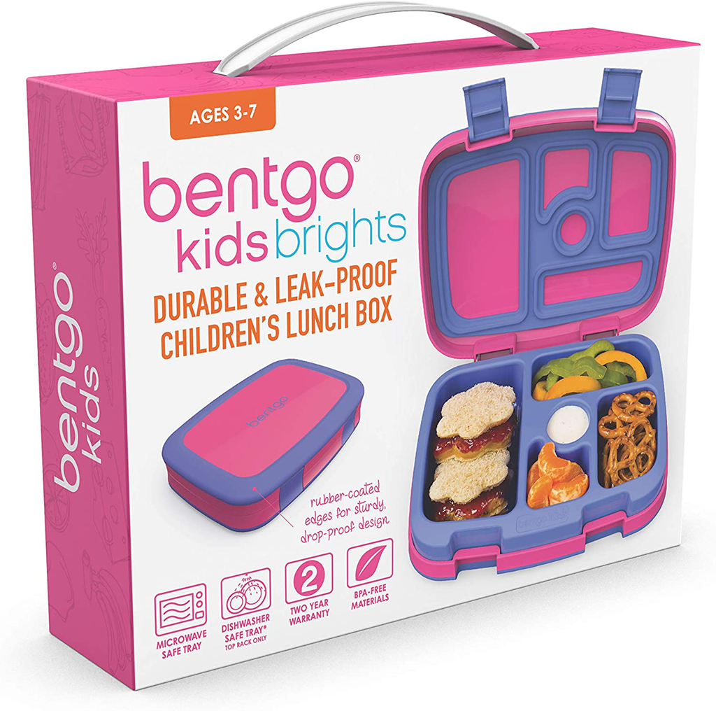 Bentgo Kids Brights – Leak-Proof, 5-Compartment Bento-Style Kids Lunch Box – Ideal Portion Sizes for Ages 3 to 7 – BPA-Free, Dishwasher Safe, Food-Safe Materials (Orange)