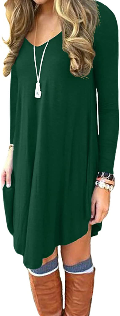 DEARCASE Women's Long Sleeve Casual Loose T-Shirt Dress