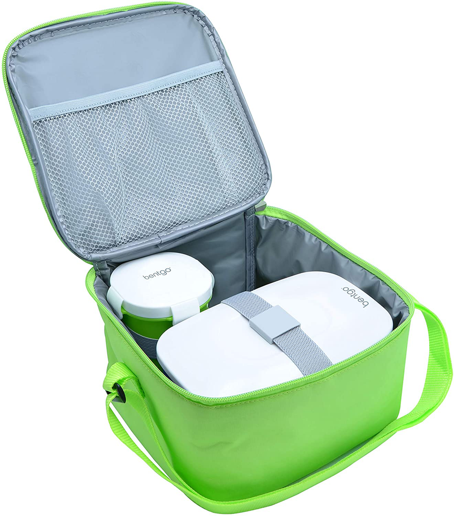Bentgo Classic Bag (Green) - Insulated Lunch Bag Keeps Food Cold On the Go - Fits the Bentgo Classic Lunch Box, Bentgo Cup, Bentgo Sauce Dippers and an Ice Pack - Works With Other Food Storage Boxes