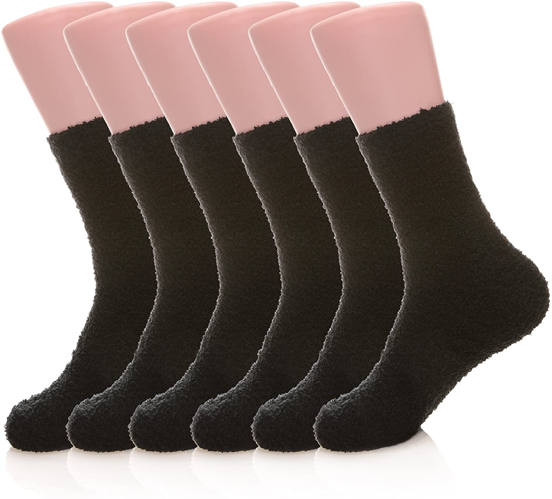 6 Pairs Solid Color Super Soft Cozy Fuzzy Socks