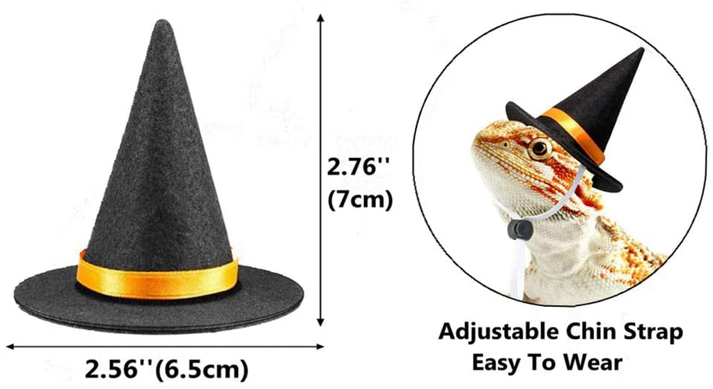 HAICHEN TEC Bearded Dragon Leash Harness with Wizard Hat Halloween Costume Set,3 Size Pack Bat Wing with 6.2FT Leash for Lizard Reptile Halloween,Holiday,Party,Photos Small Animal Clothes Outfit
