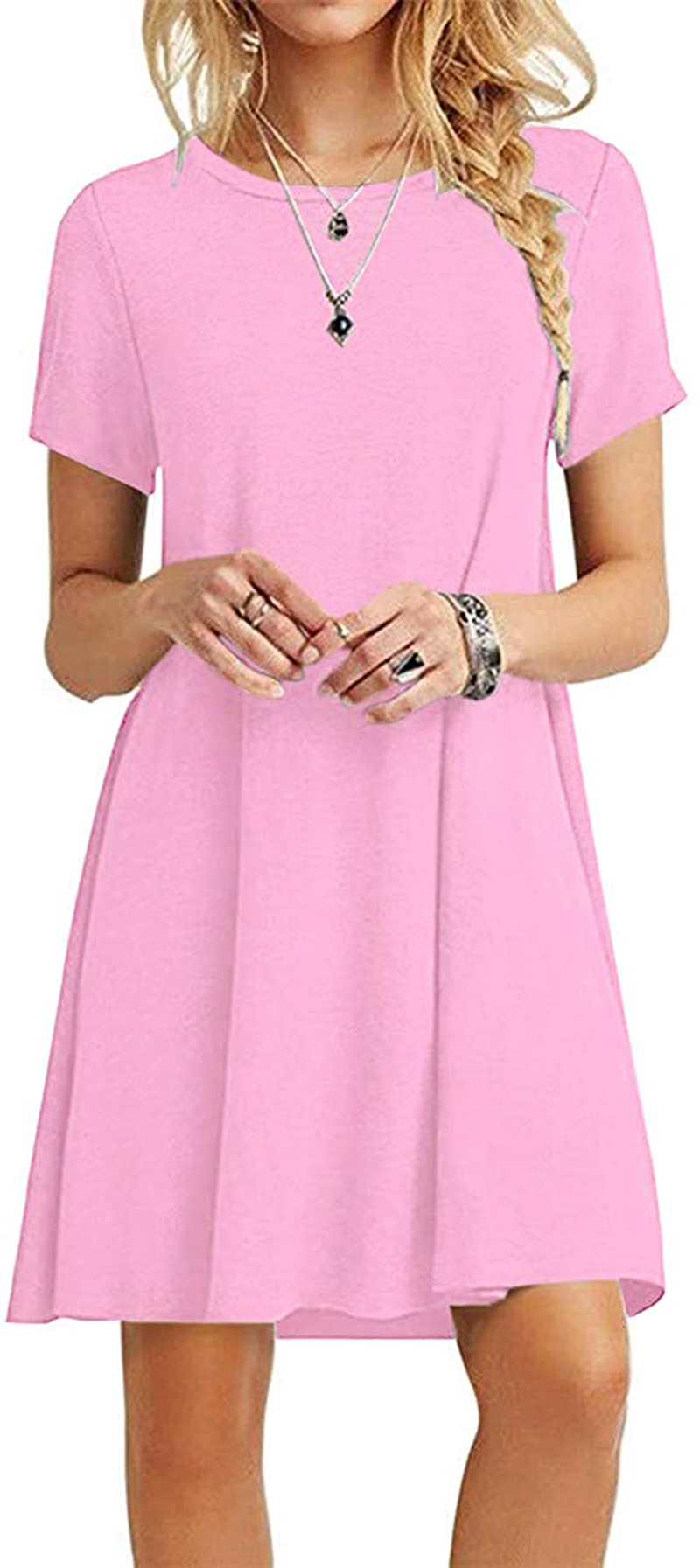 women's casual plain simple t shirt loose dress MOLERANI Women's Casual Plain Simple T-Shirt Loose Dress – MODAndME