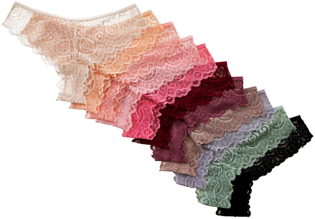 Women's Intimates 12 Pack Lace Thong Panties in Assorted Colors