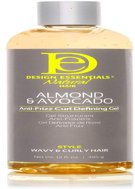 Design Essentials Natural Almond & Avocado Anti-Frizz Curl Defining Gel, White, 12 Fl Oz
