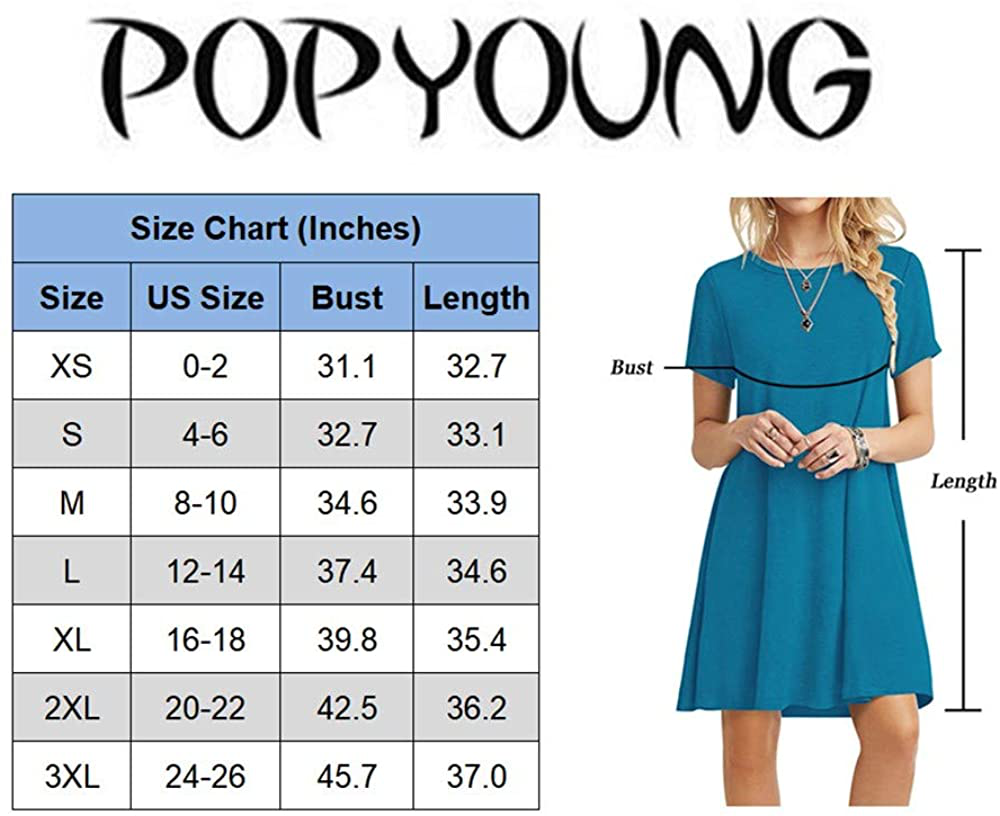 POPYOUNG Women's Summer Casual Tshirt Dresses