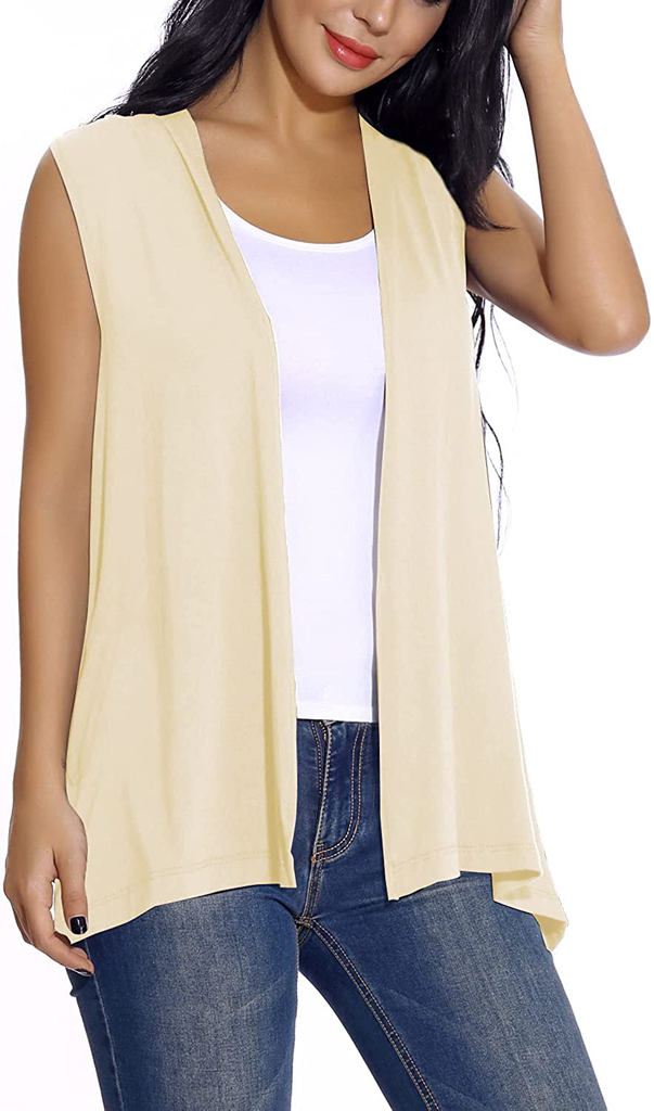 MixMatchy Lightweight Sleeveless Draped Open Front Cardigan Vest