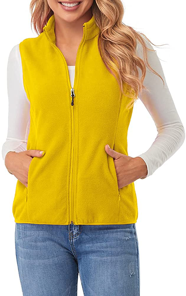 Fuinloth Women's Fleece Vest, Polar Soft Sleeveless Classic Fit with Zip up Pockets