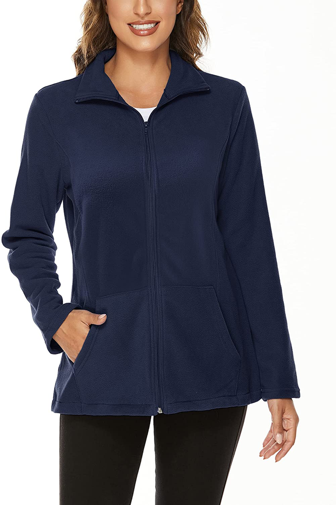 Hibelle Women's Outdoor Full-Zip Thermal Fleece Jacket with Pockets