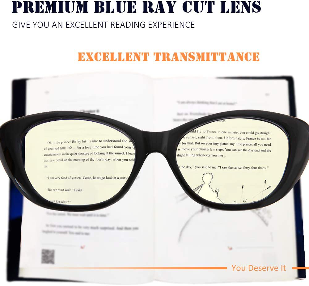Blue Light Blocking Reading Glasses for Women Men, Fashion Computer Glasses Anti-Glare Anti-eyestrain Headache, UV400/2 Packs in Black and Brown（+2.0）