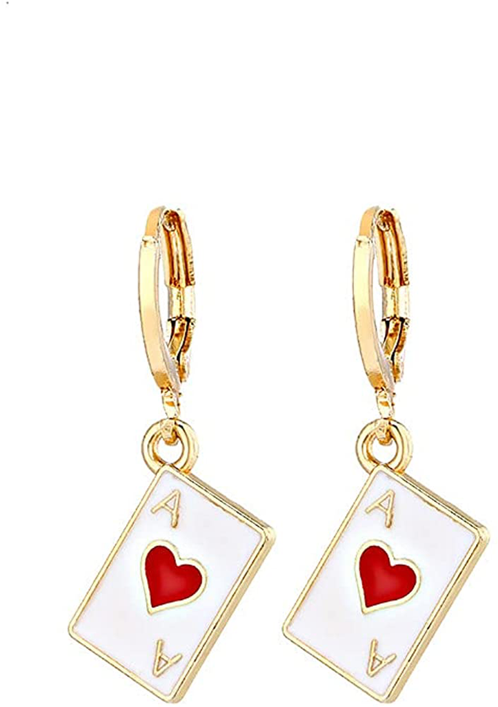 Unique Poker Earrings Hearts and Spades Earrings Ace Earrings Playing Cards Poker Dangle Drop Stud Earrings Hypoallergenic Jewelry for Women Girls