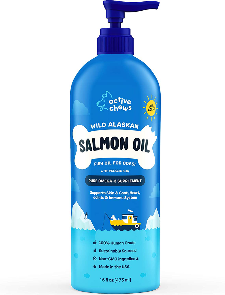 Active Chews Salmon Oil for Dogs - Fish Oil Joint Supplement for Immune Support & Dog Relief. Wild Alaskan Salmon Oil with Natural EPA + DHA Fatty Acids for Skin & Coat