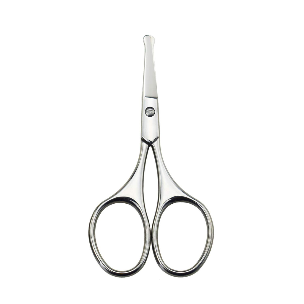 Motanar Nose Hair Trimmer Scissors-3.4' round Tip Scissors for Ear Eyebrow Beard Mustache Trimming - Multi Purpose round Personal Beauty Hair Care Tool for Men Women and Baby (Silver Safety Head)