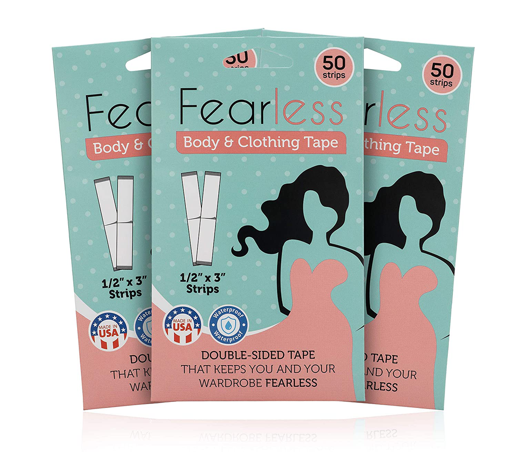 Fearless Tape - Womens Double Sided Tape for Clothing and Body, Transparent Clear Color for All Skin Shades, 50 Count.