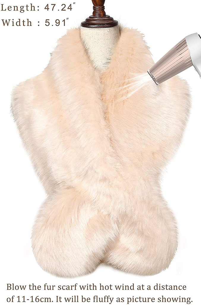 BABEYOND Womens Faux Fur Collar Shawl Faux Fur Scarf Wrap Evening Cape for Winter Womens Coat
