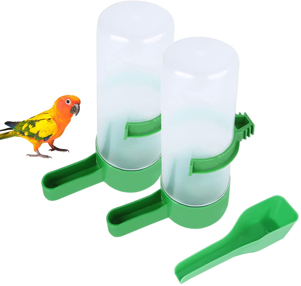 QX-Pet Supplies 2 Pack Automatic Bird Feeder Dispenser Bird Water Bottle Drinker Container Waterer Clip Hanging in Birds Cage for Parrots Budgie Cockatiel Lovebirds 90 ml