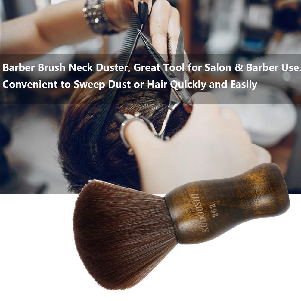 Anself Large Hair Cutting Neck Duster Brush Professional Barber Natural Fiber Wooden Handle Cutting Kits